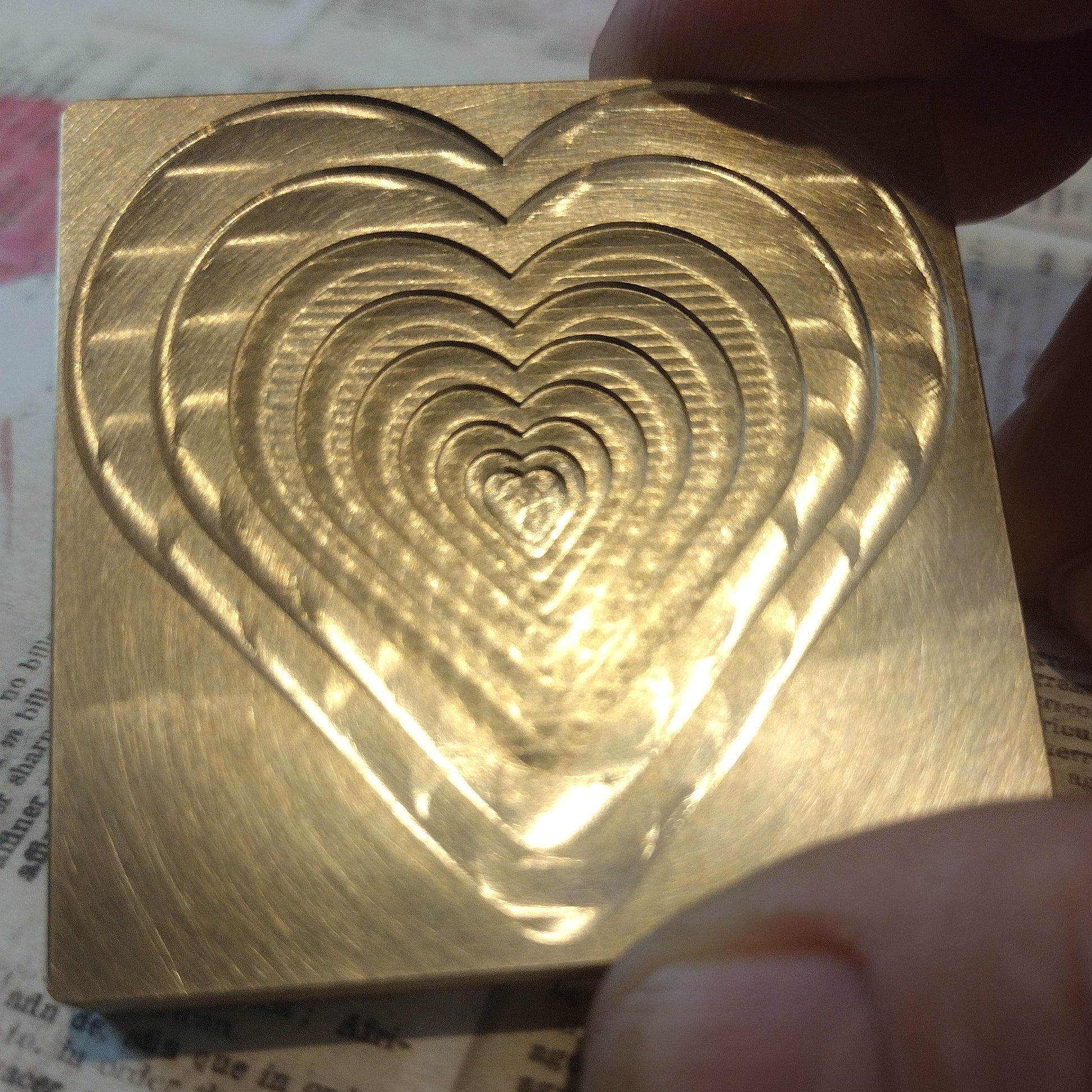 Stepped heart brass texture plate – Jolene Beads - lampwork beads &  jewellery
