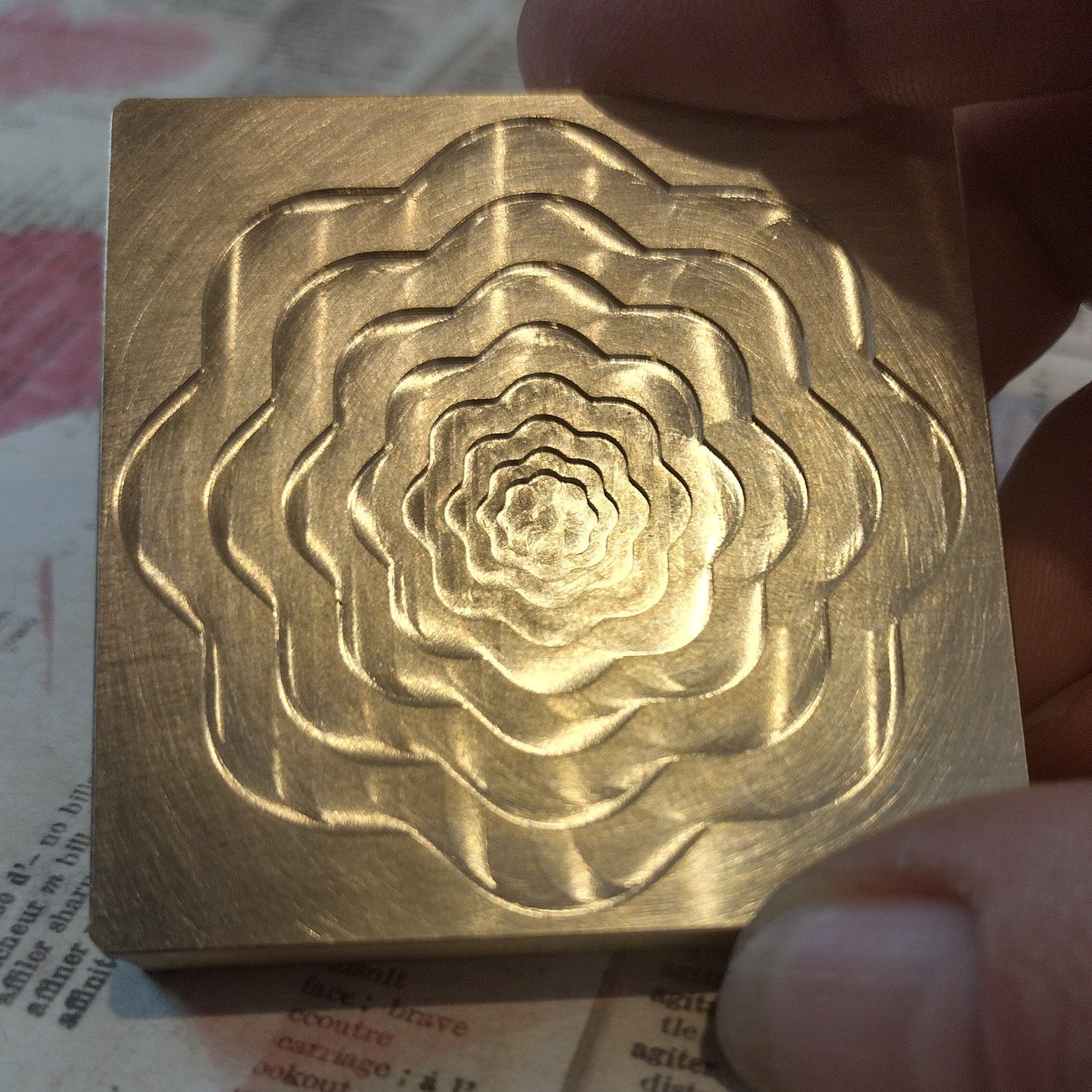 Stepped flower brass texture plate Jolene Beads