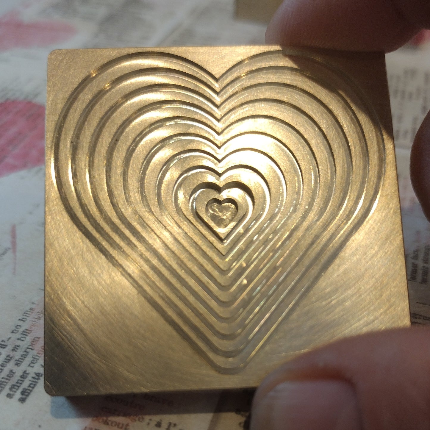 Concentric heart brass texture plate Jolene Beads