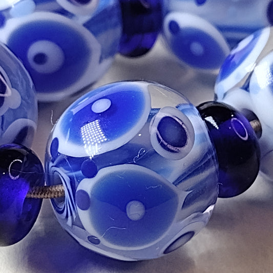 Delft blue lampwork bead set Jolene Beads