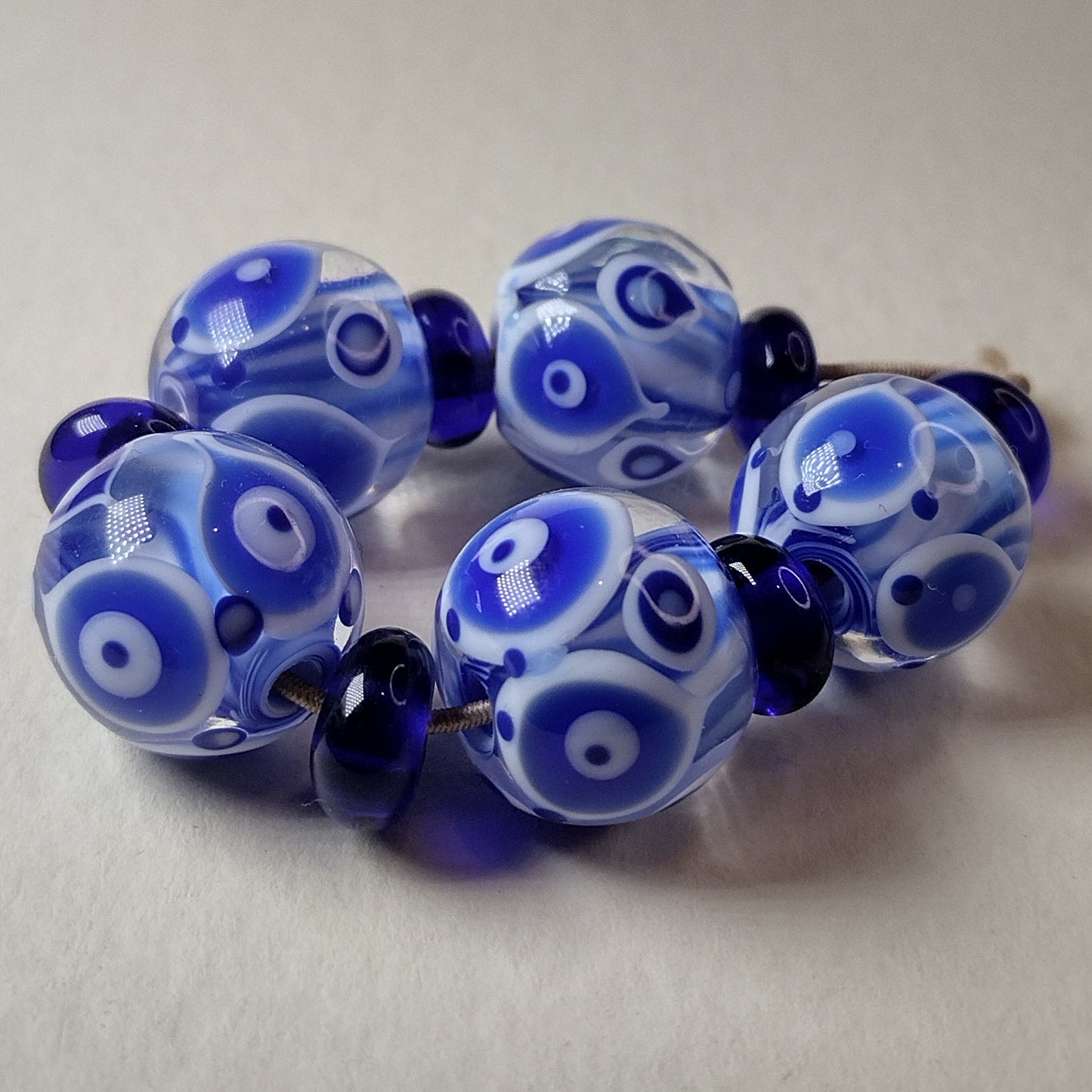 Delft blue lampwork bead set Jolene Beads