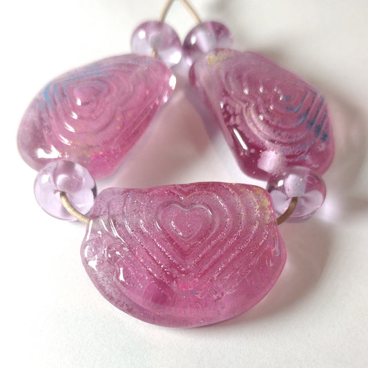 Lilac lampwork art glass bead set Jolene Beads