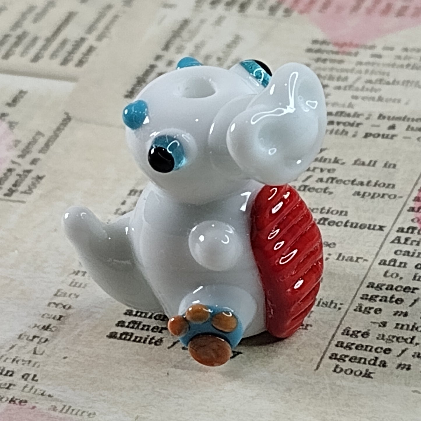 Purity - white baby dragon lampwork bead Jolene Beads