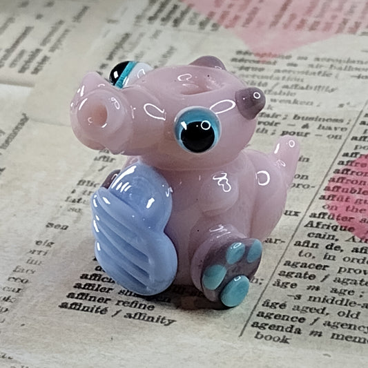 Primrose - pink baby dragon lampwork bead Jolene Beads