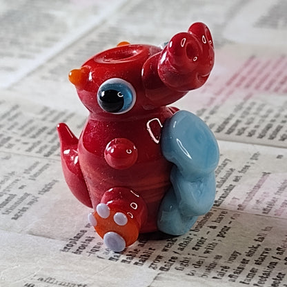 Vincent - large red baby dragon lampwork bead Jolene Beads