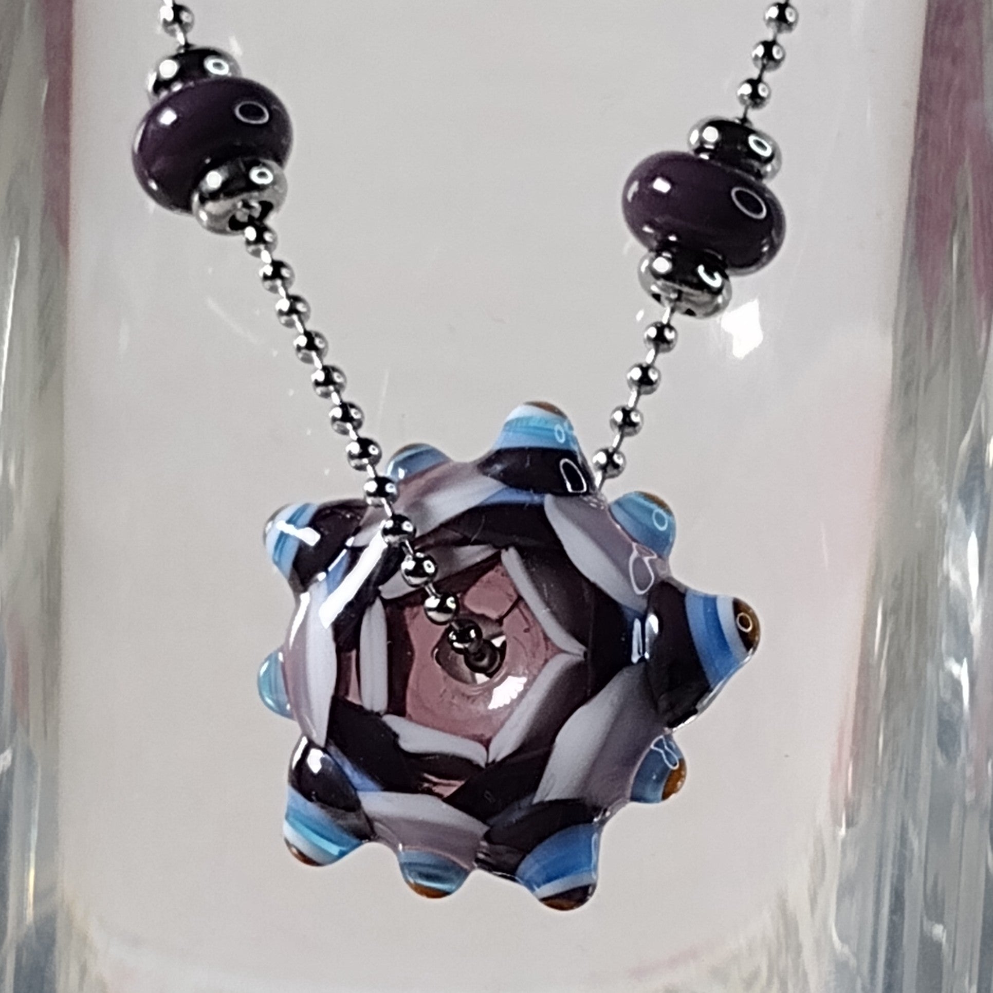 Dusk lampwork 10 point dragonscale disc necklace Jolene Beads