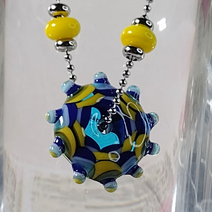 Lagoona - 10 point blue dragonscale lampwork disc necklace Jolene Beads
