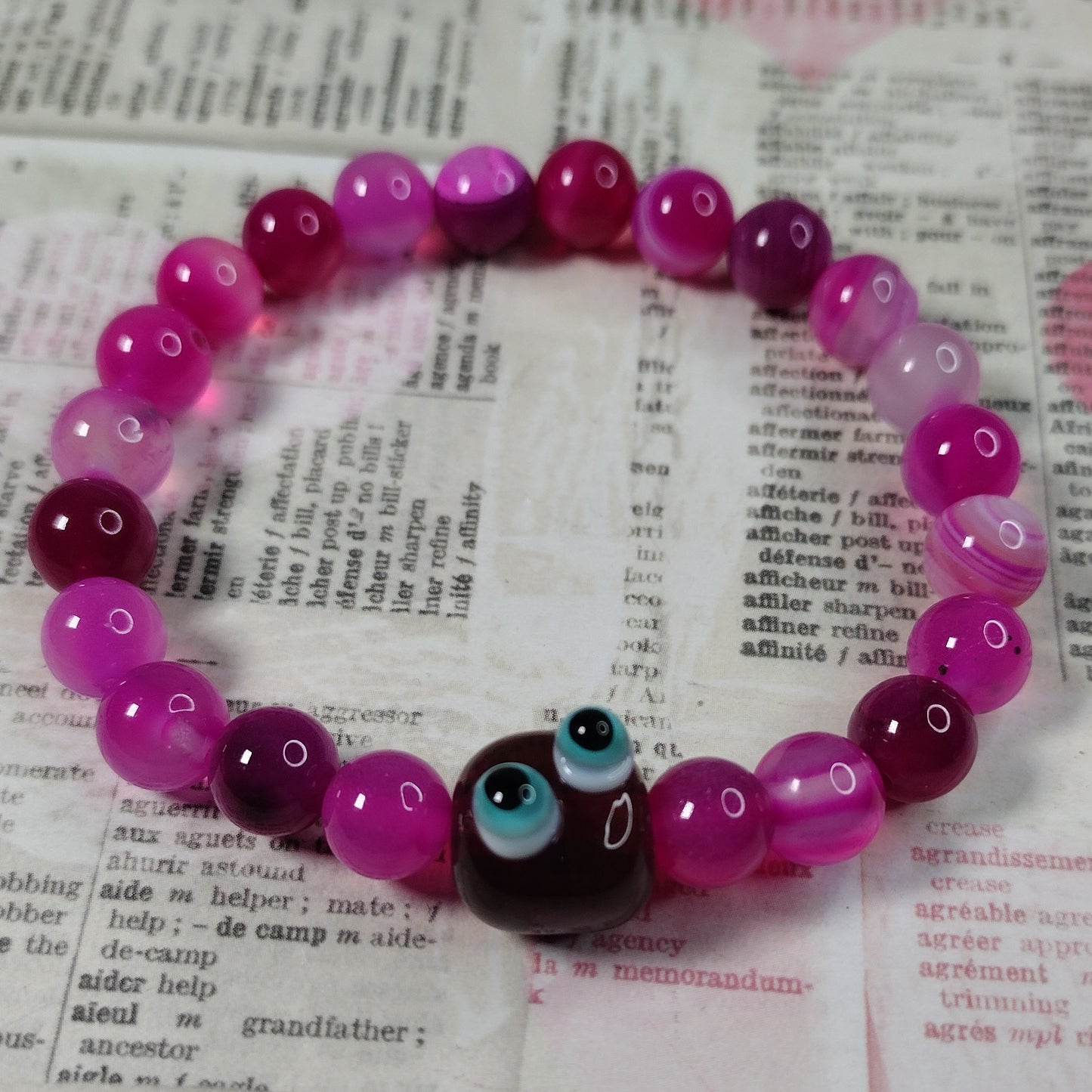 Pink agate buddy bead bracelets Jolene Beads