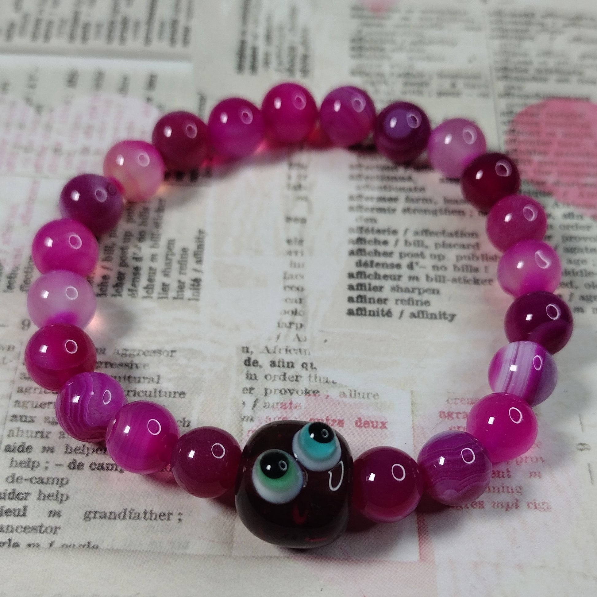 Pink agate buddy bead bracelets Jolene Beads