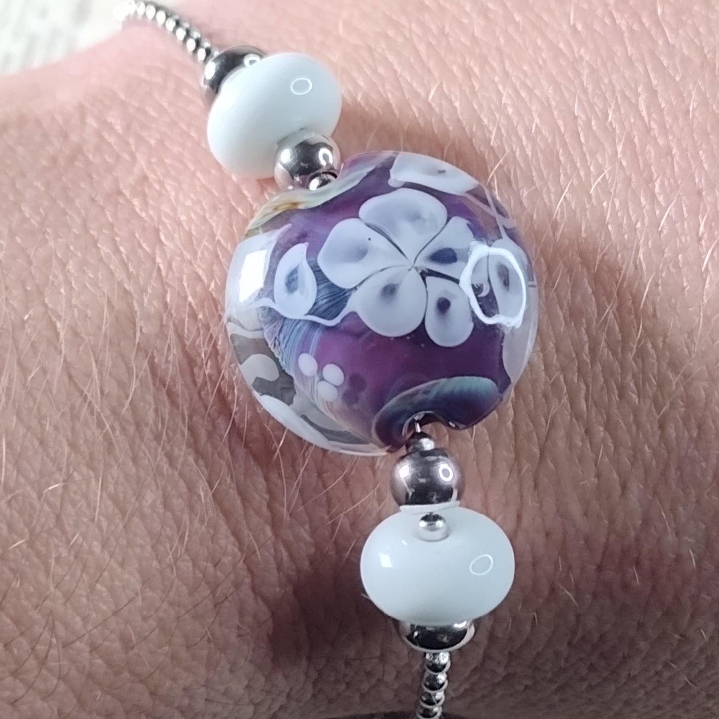 Purple ghost flower bracelet Jolene Beads