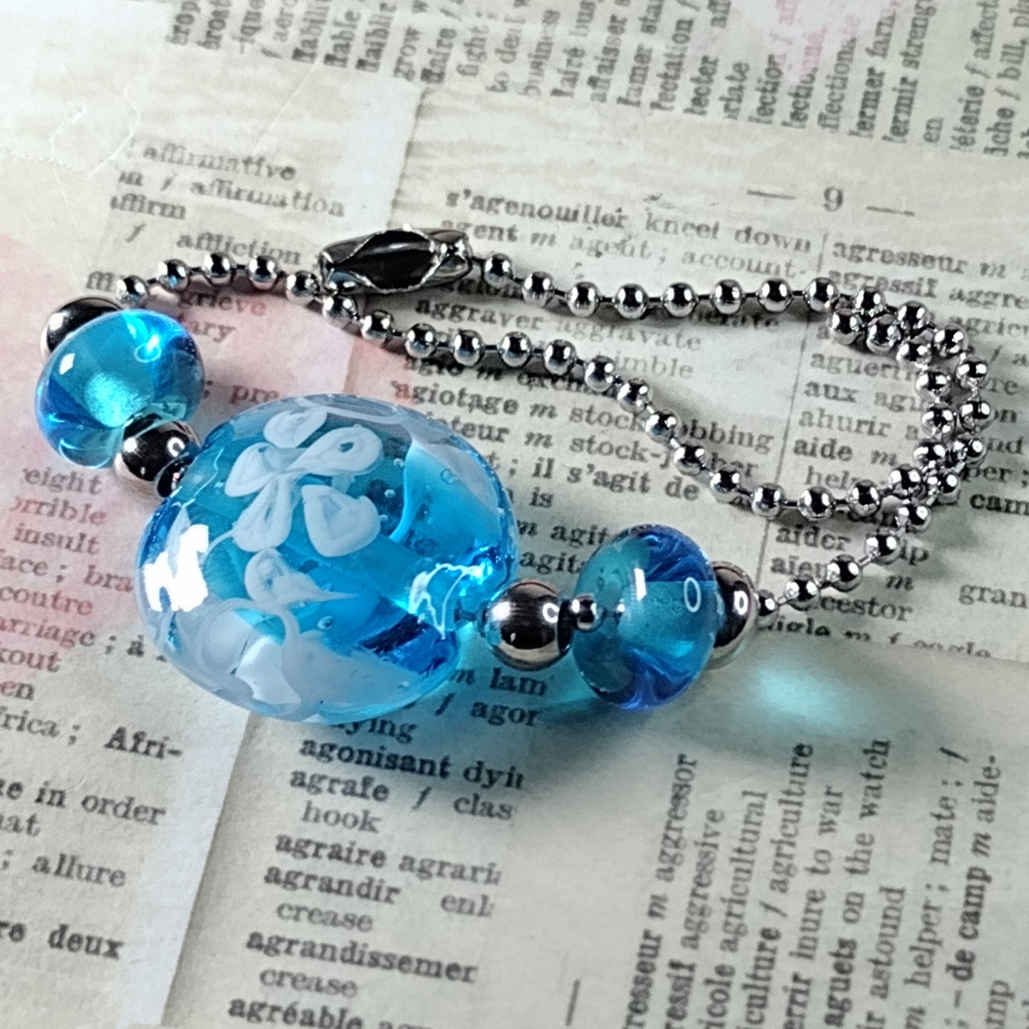 Aqua ghost flower bracelet Jolene Beads