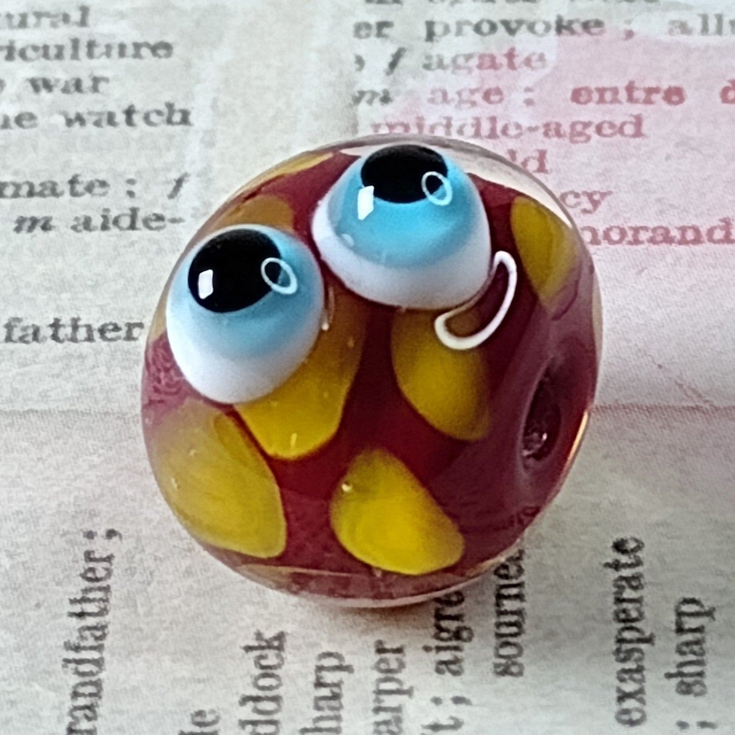 Red and orange mini pet pebble mascot beads Jolene Beads