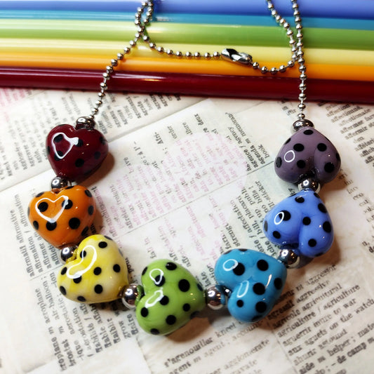 Rainbow heart statement necklace Jolene Beads