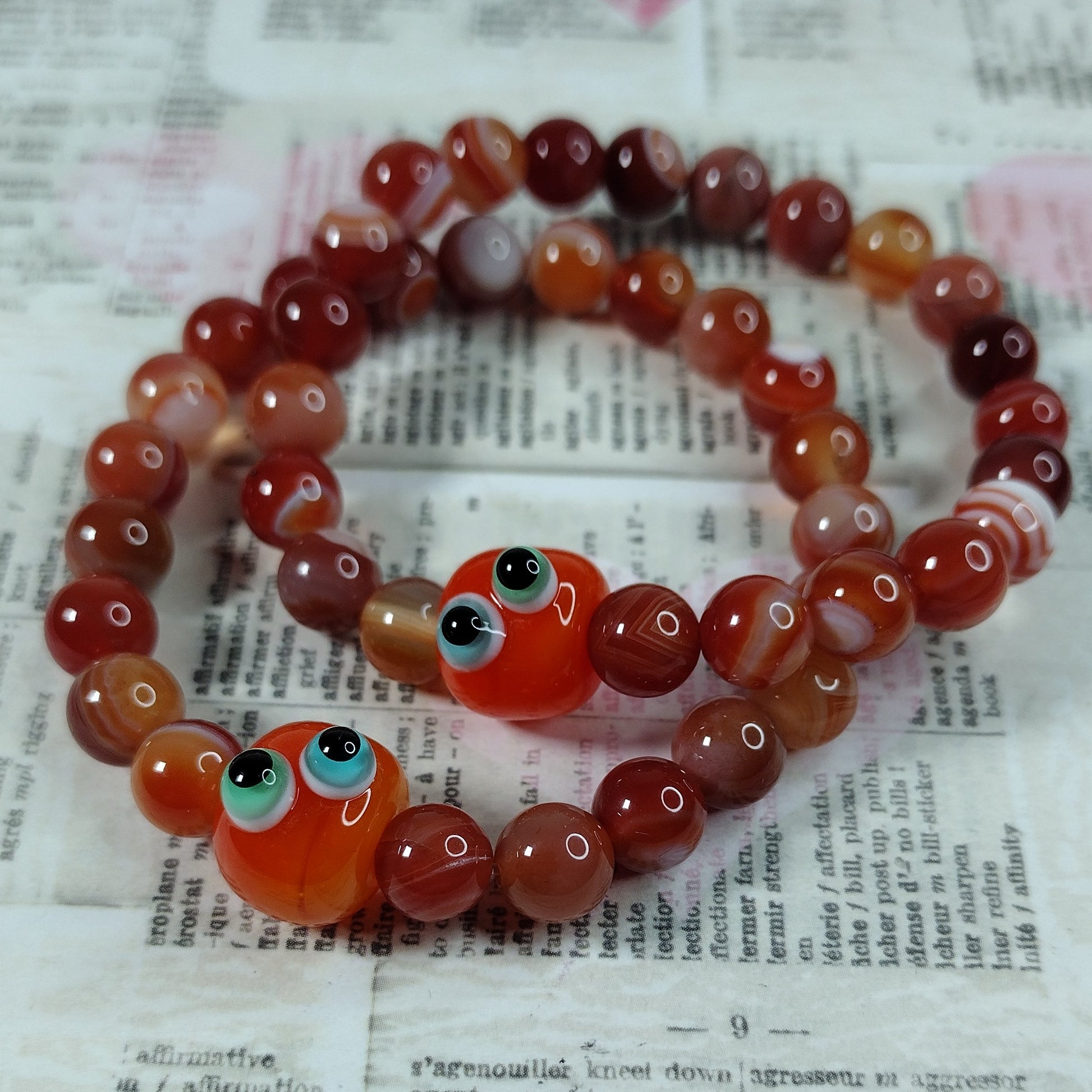 Orange agate buddy bead bracelets Jolene Beads
