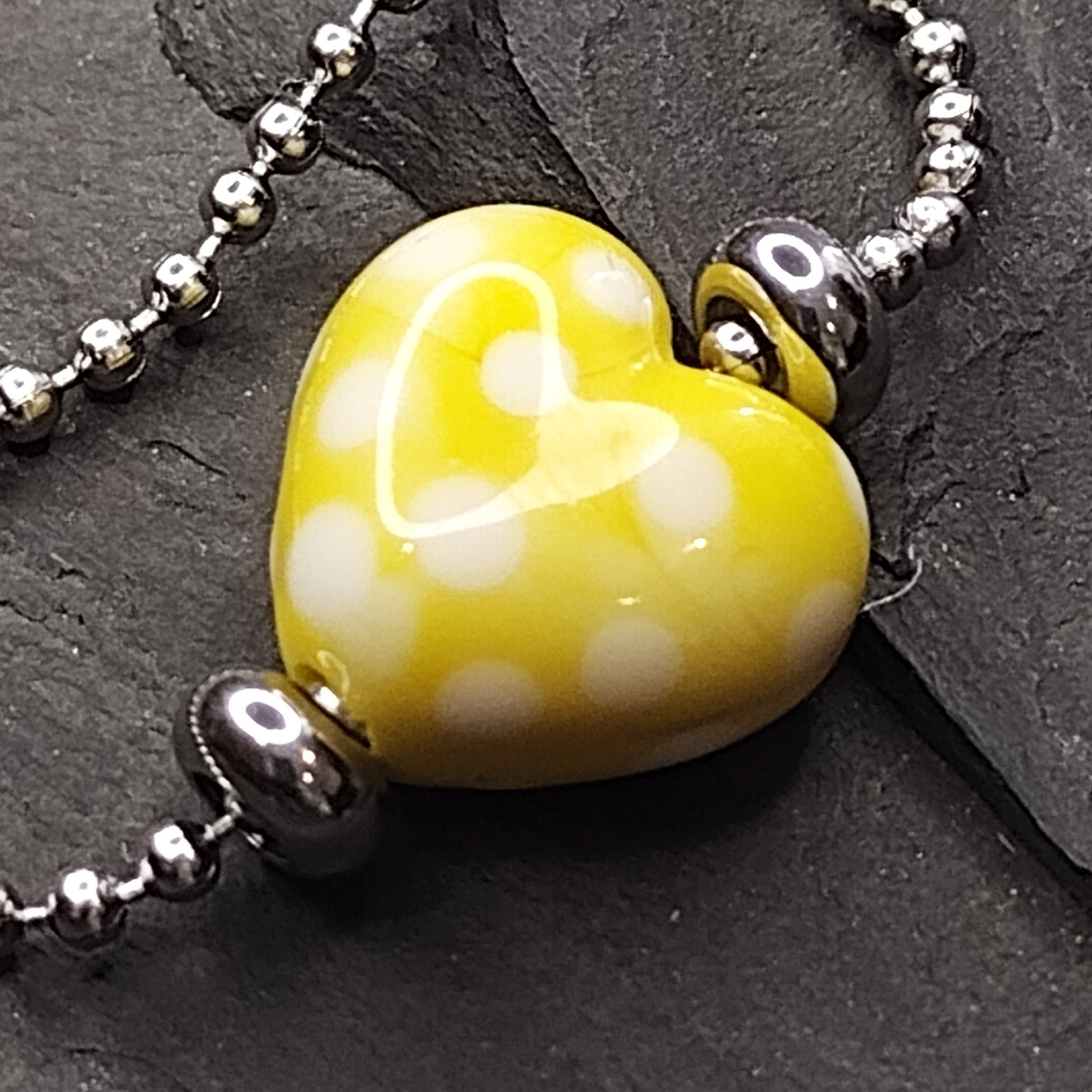 Dotty rainbow heart bracelets - white dots Jolene Beads